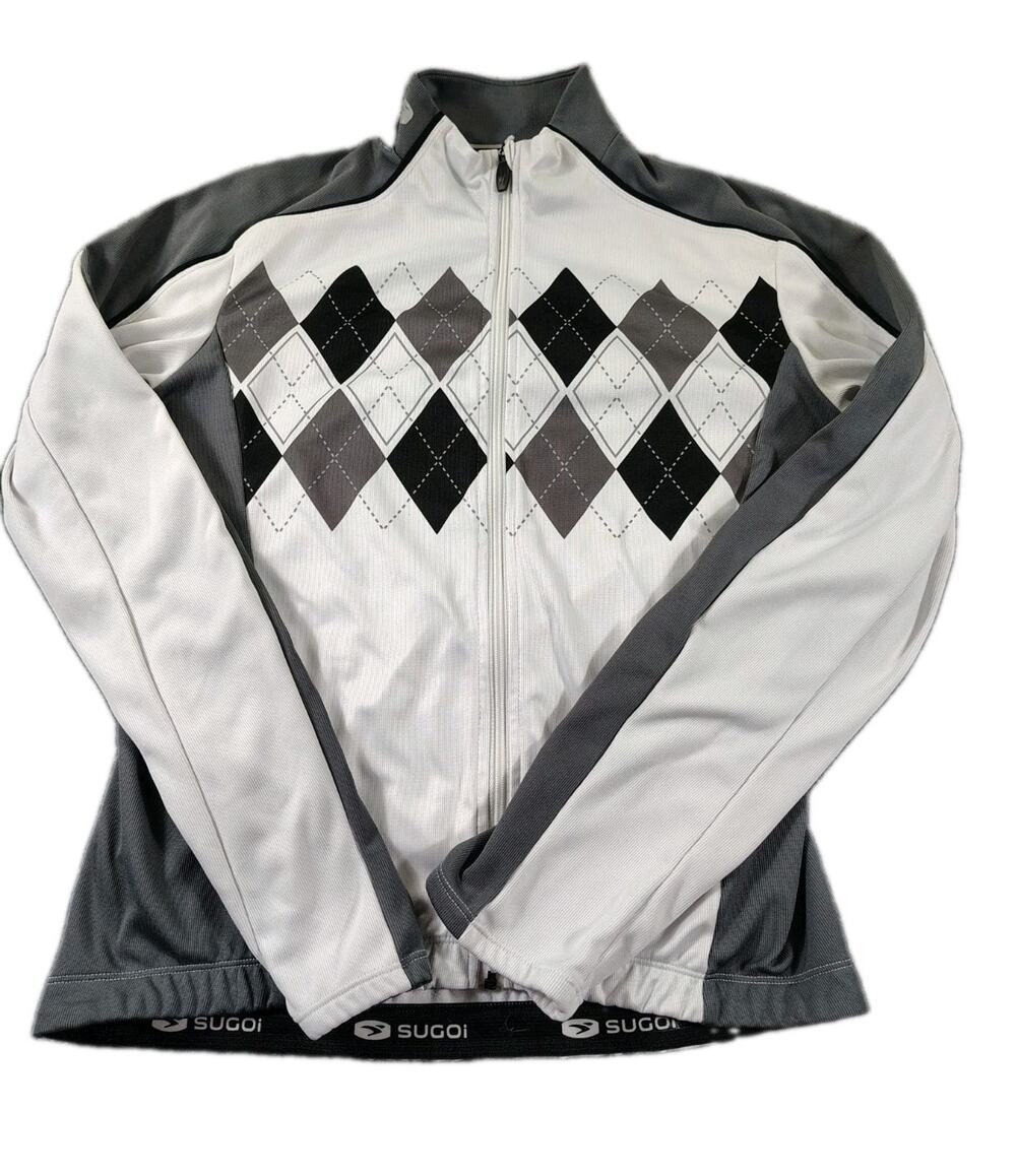 Sugoi Cycling Jacket Men's M White Argyle Lightweight Full Zip Stretch Quick Dry